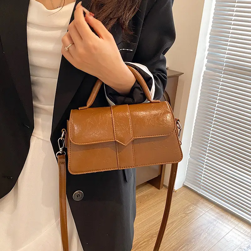 Women Crossbody Bag Brown Leather 2025 Spring Summer