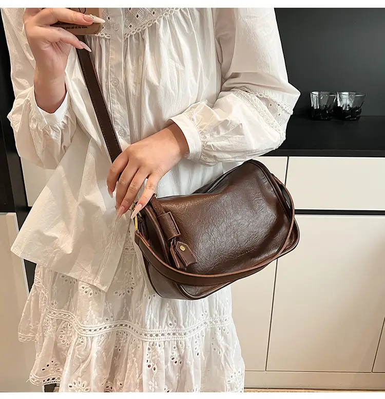 Brown Textured Leather Shoulder Bag for Women 2025 — feature 11