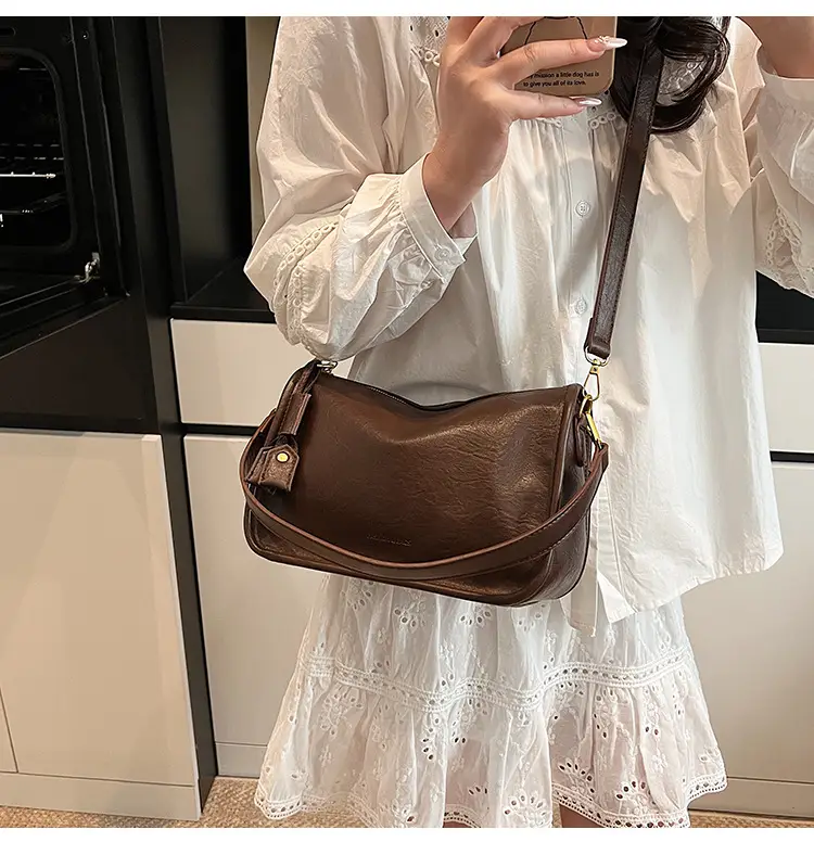 Brown Textured Leather Shoulder Bag for Women 2025 — feature 12