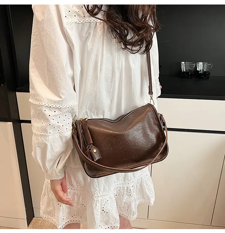 Brown Textured Leather Shoulder Bag for Women 2025 — feature 13