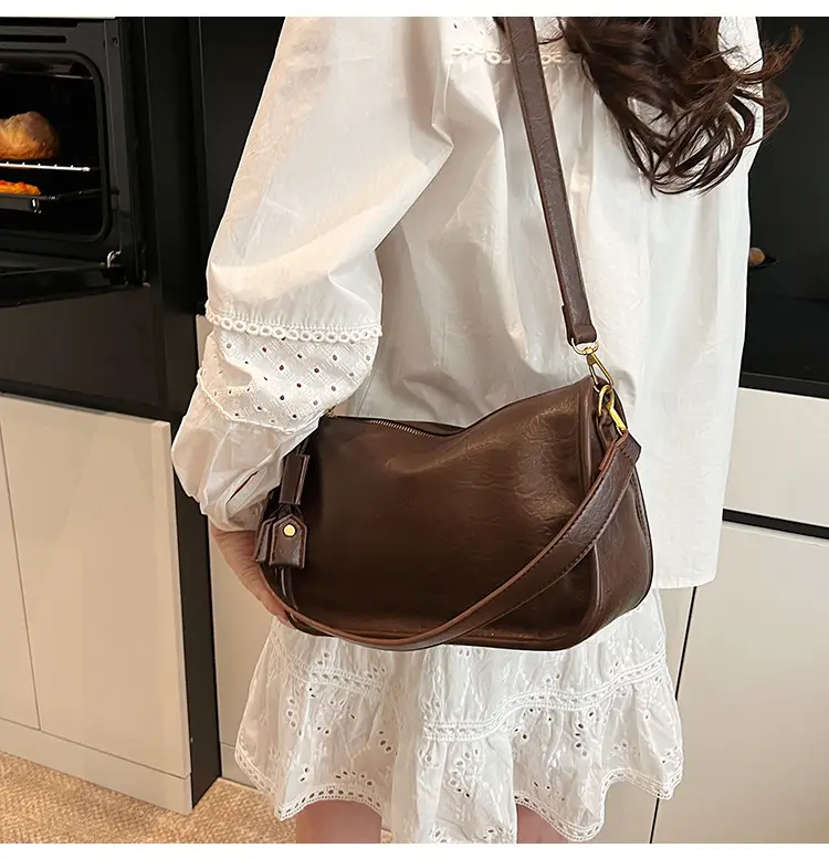 Brown Textured Leather Shoulder Bag for Women 2025 — feature 14