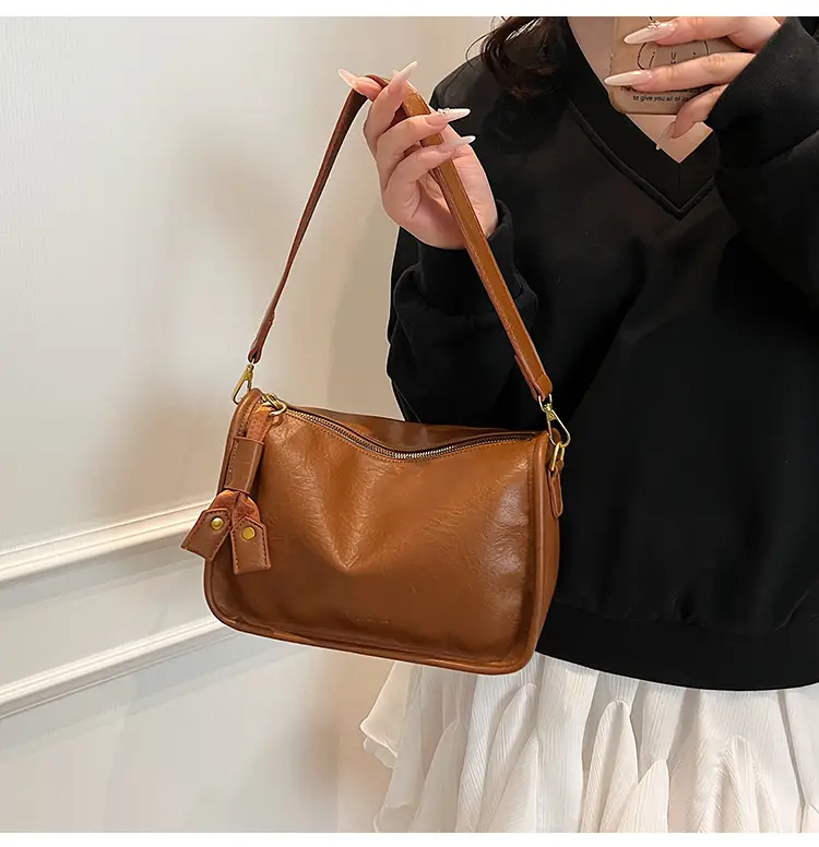 Brown Textured Leather Shoulder Bag for Women 2025 — feature 17