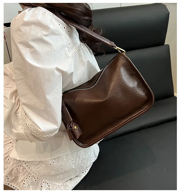 Brown Textured Leather Shoulder Bag for Women 2025 — feature 3