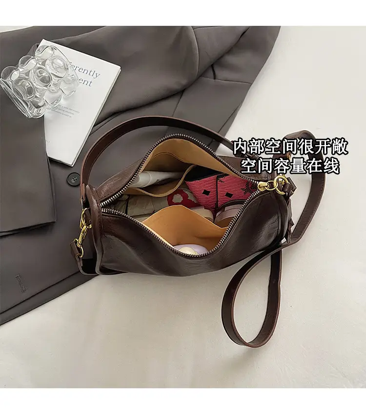 Brown Textured Leather Shoulder Bag for Women 2025 — feature 9