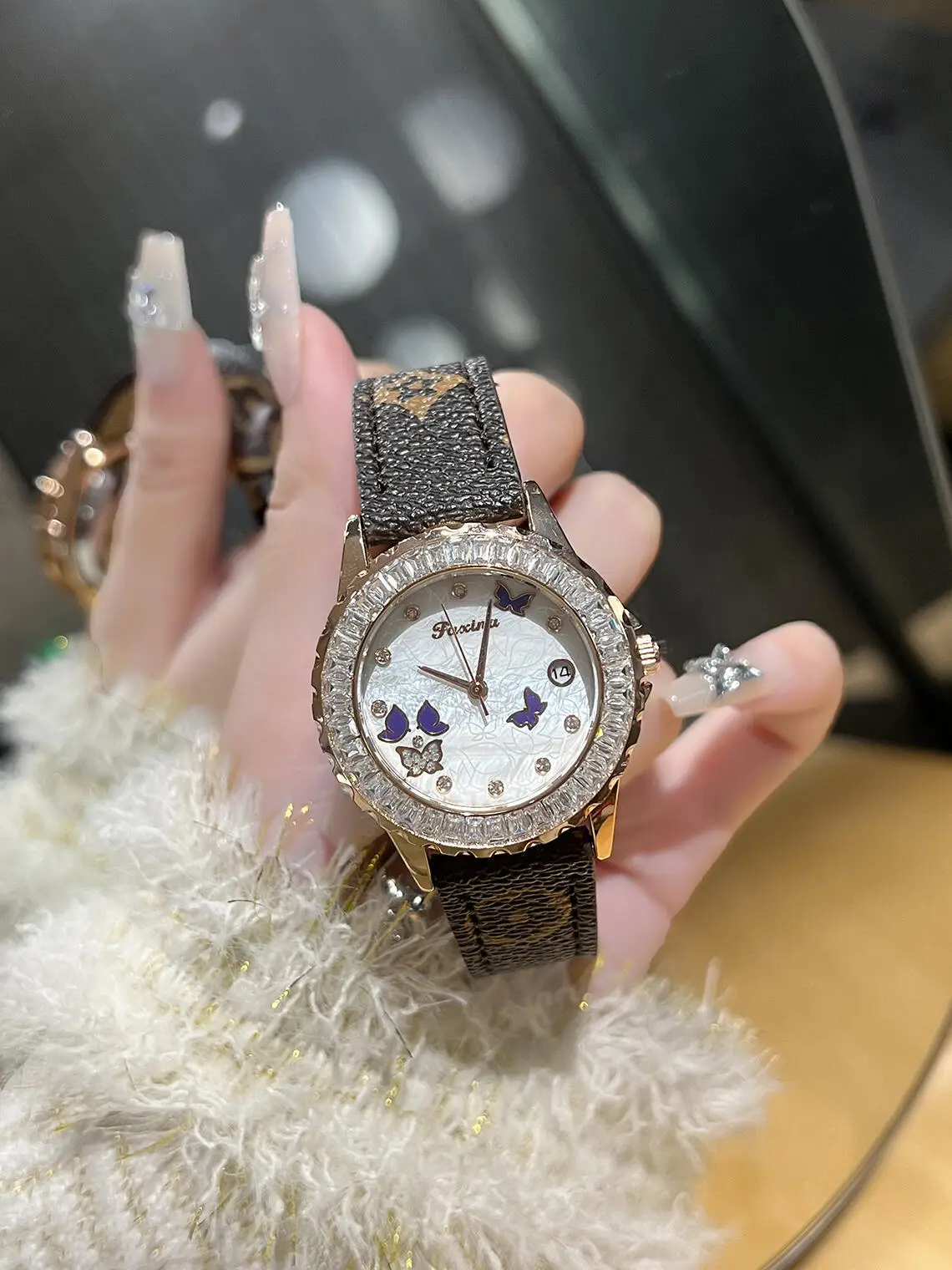 Women's Diamond Encrusted Butterfly Face Watch — feature 3