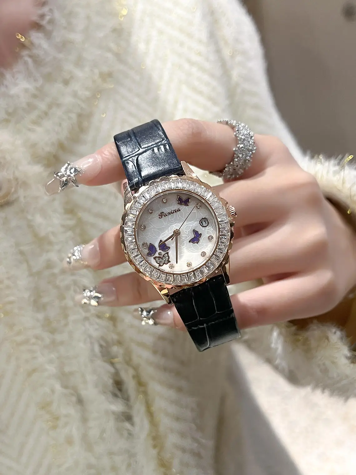 Women's Diamond Encrusted Butterfly Face Watch — feature 6