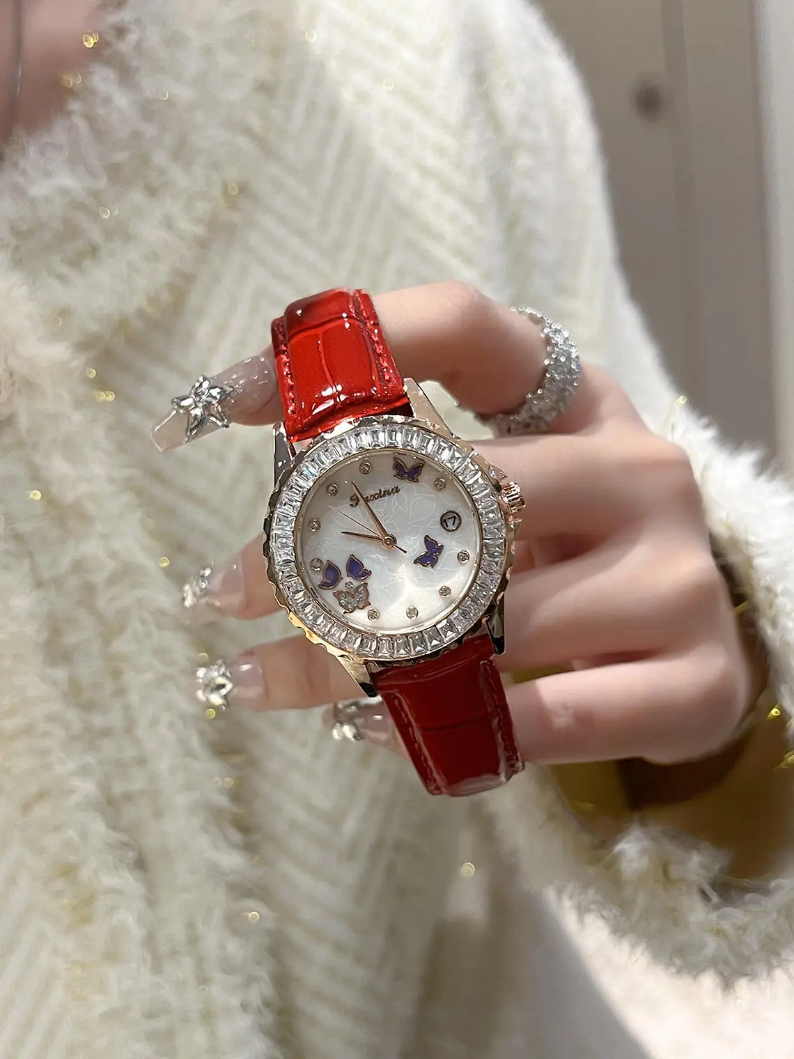 Women's Diamond Encrusted Butterfly Face Watch — feature 8
