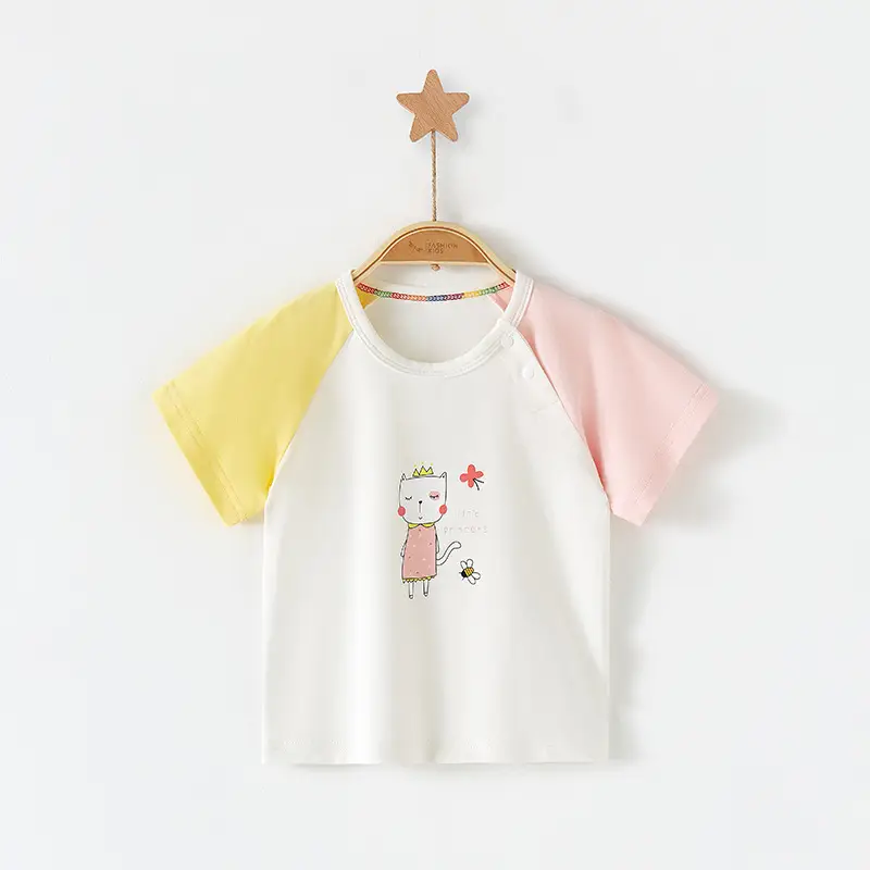 Baby T-Shirt White Green Pink Half Sleeve Summer Cotton