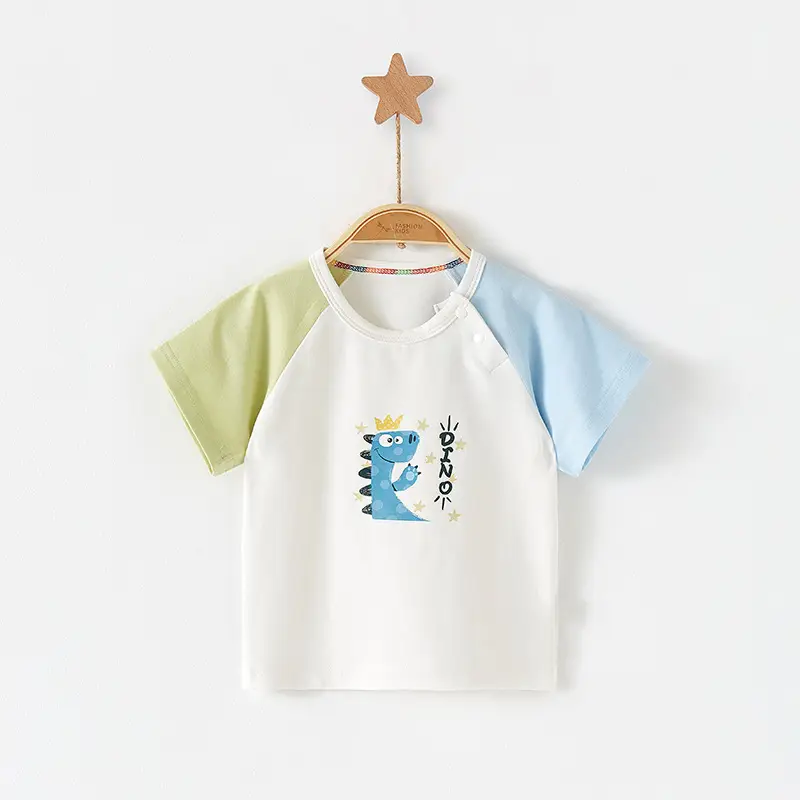 Baby T-Shirt White Green Pink Half Sleeve Summer Cotton