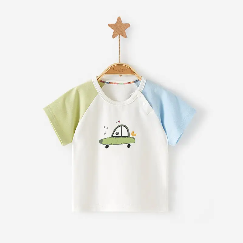 Baby T-Shirt White Green Pink Half Sleeve Summer Cotton