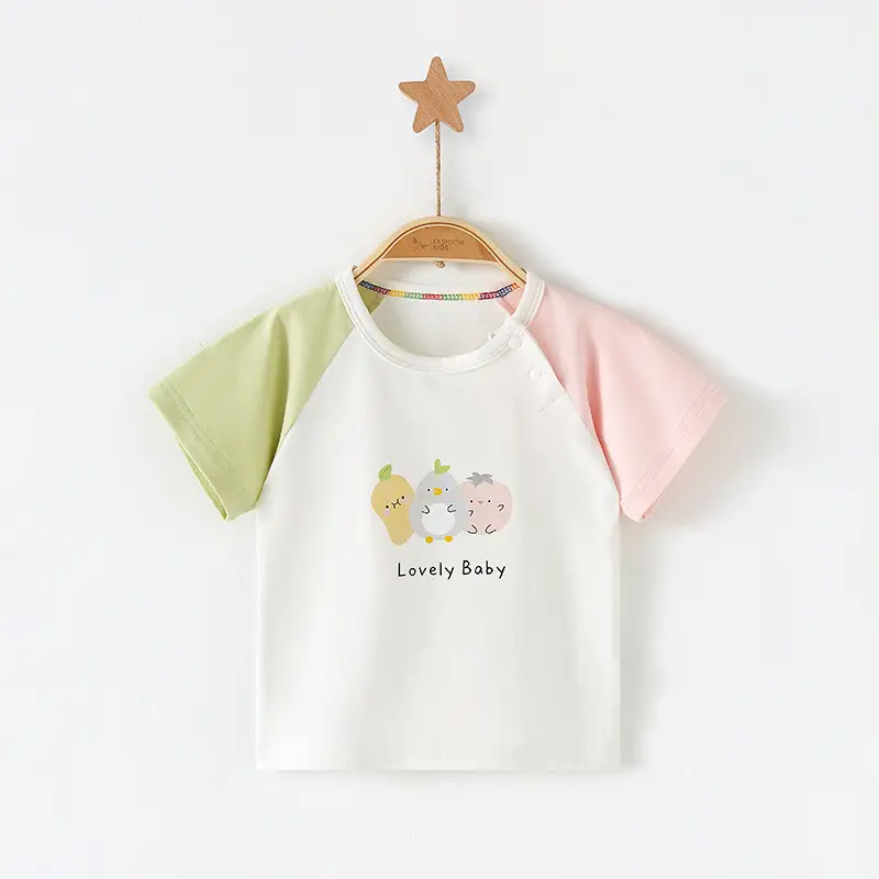 Baby T-Shirt White Green Pink Half Sleeve Summer Cotton
