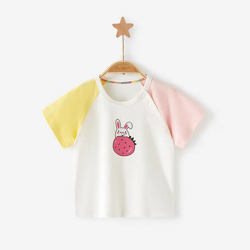 Baby T-Shirt White Green Pink Half Sleeve Summer Cotton