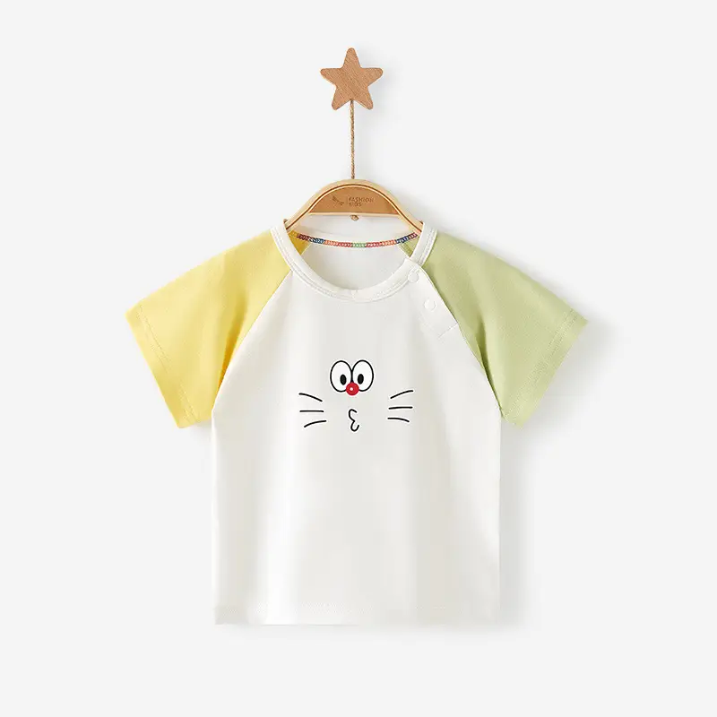 Baby T-Shirt White Green Pink Half Sleeve Summer Cotton