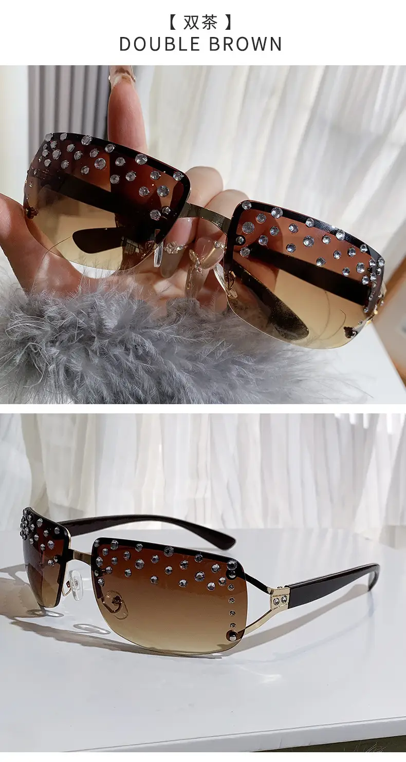 Diamond Sunglasses for Women Large Frame Square Design — feature 21