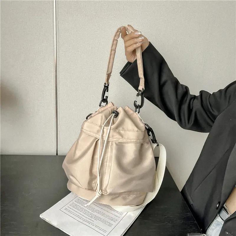 Beige Bucket Bag for Women Travel Sports Commuter