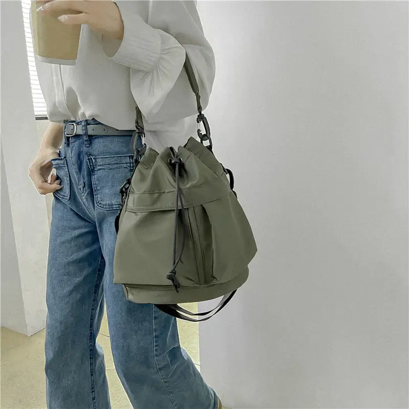 Beige Bucket Bag for Women Travel Sports Commuter