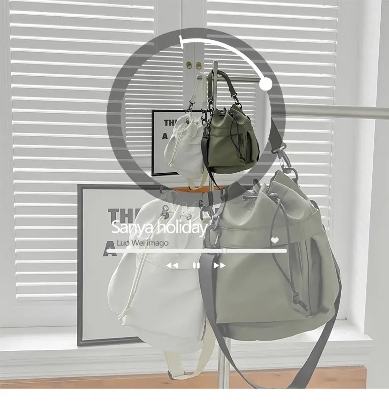 Beige Bucket Bag for Women Travel Sports Commuter — feature 10