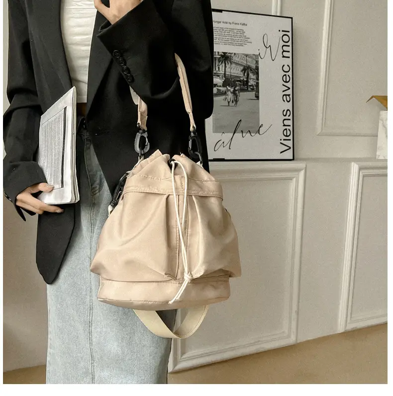 Beige Bucket Bag for Women Travel Sports Commuter — feature 21