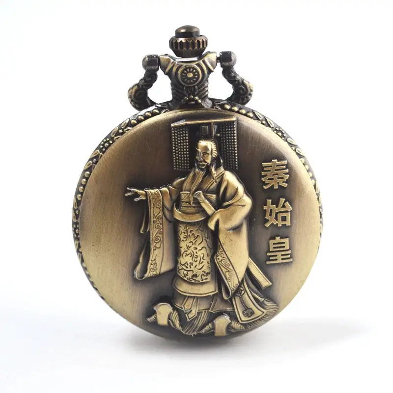 Retro Chinese Style Bronze Pocket Watch with Tourist Design