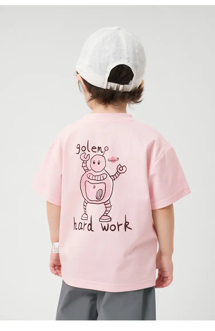 Boys Cotton T-Shirt Summer 2026 Pink White Graphic — feature 21