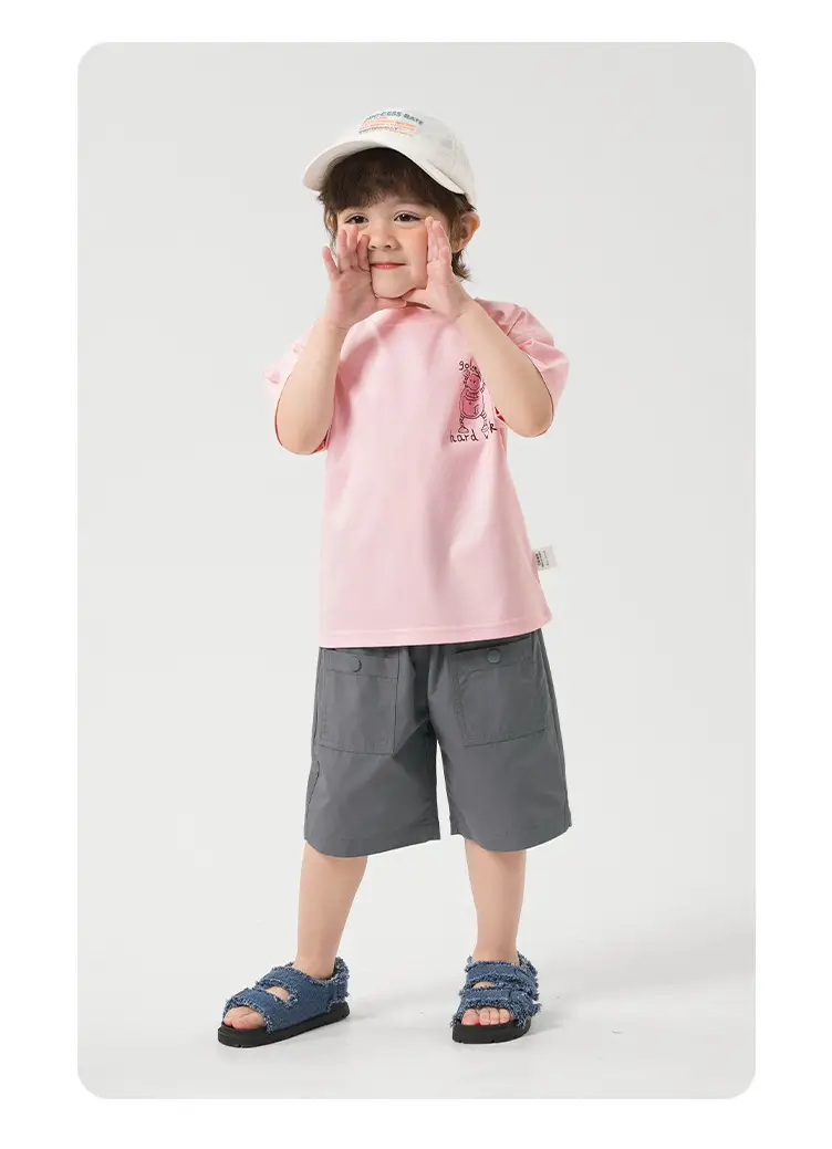 Boys Cotton T-Shirt Summer 2026 Pink White Graphic — feature 25