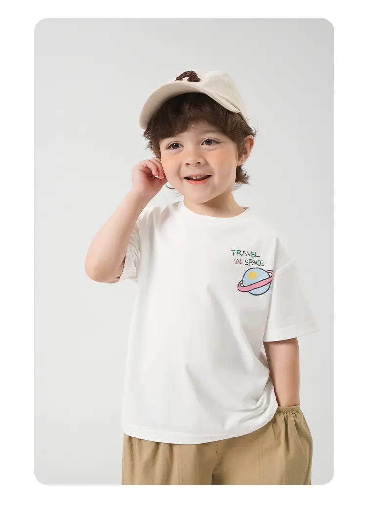 Boys Cotton T-Shirt Summer 2026 Pink White Graphic — feature 28