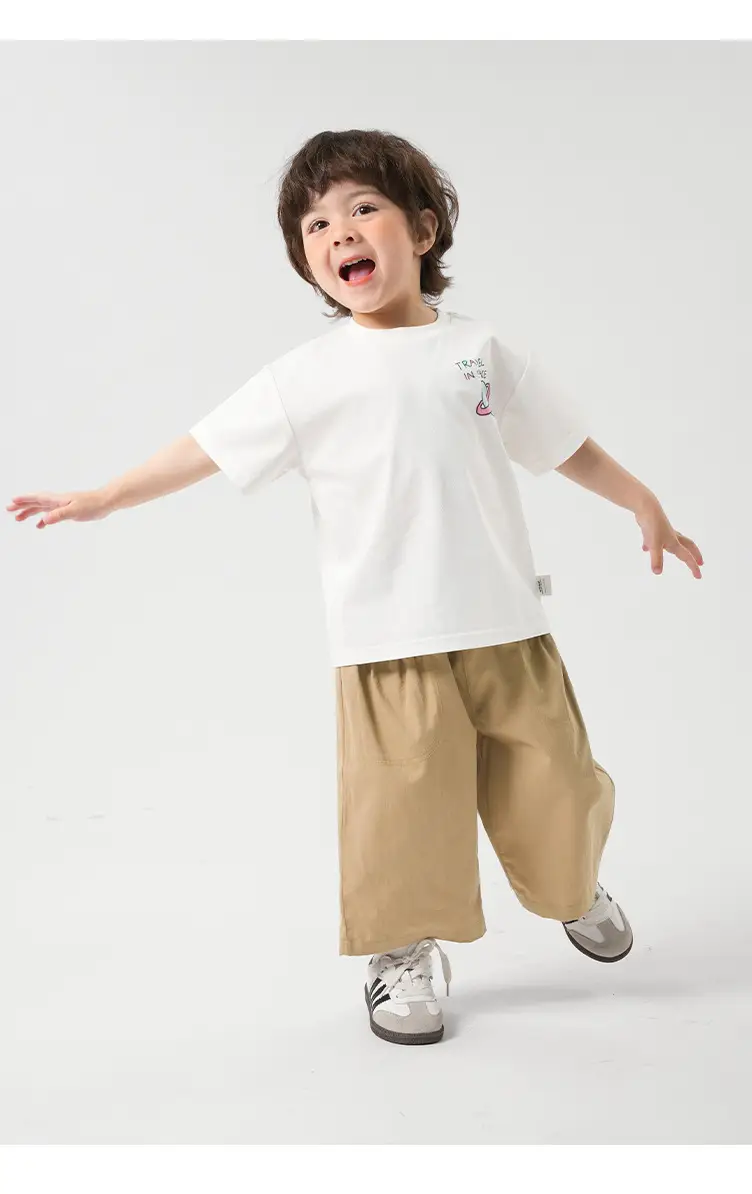 Boys Cotton T-Shirt Summer 2026 Pink White Graphic — feature 30