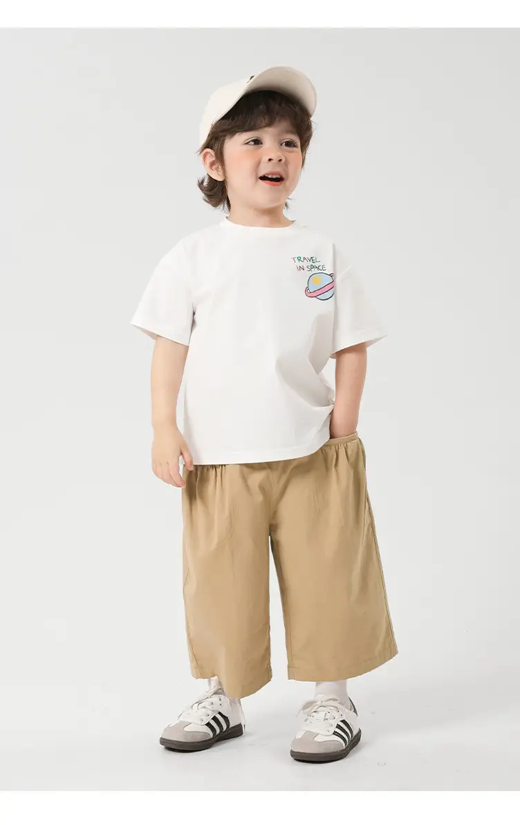 Boys Cotton T-Shirt Summer 2026 Pink White Graphic — feature 33