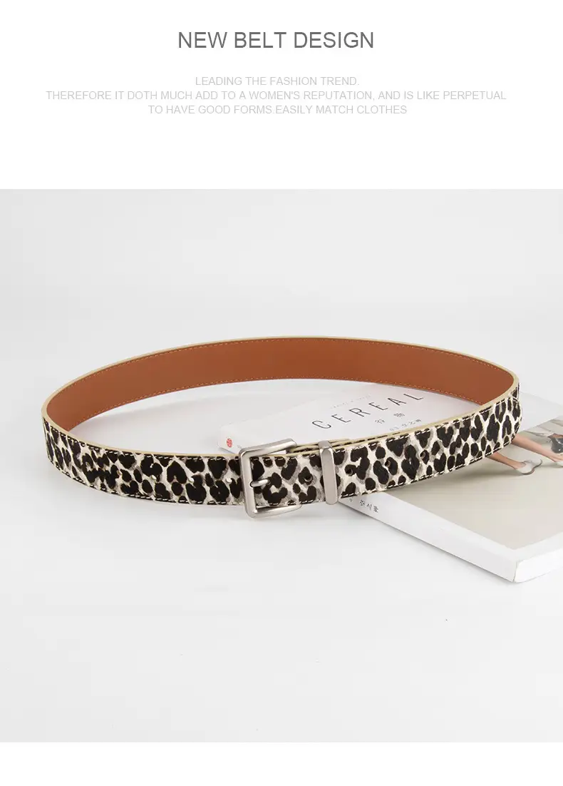Leopard Print Leather Belt for Women Gold Buckle — feature 13