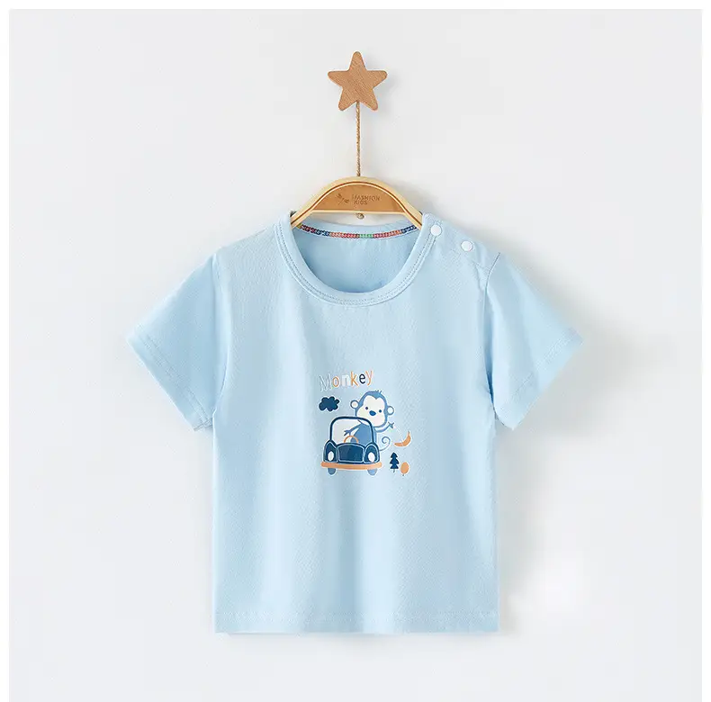 Kids Cotton T-Shirt Light Green Crown Print — feature 8