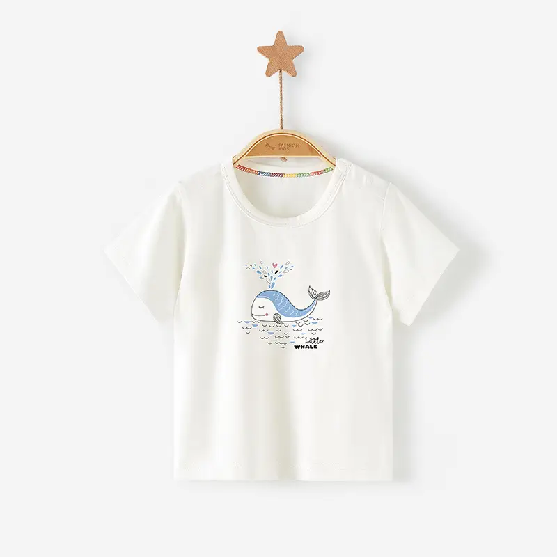 Kids Cotton T-Shirt Light Green Crown Print