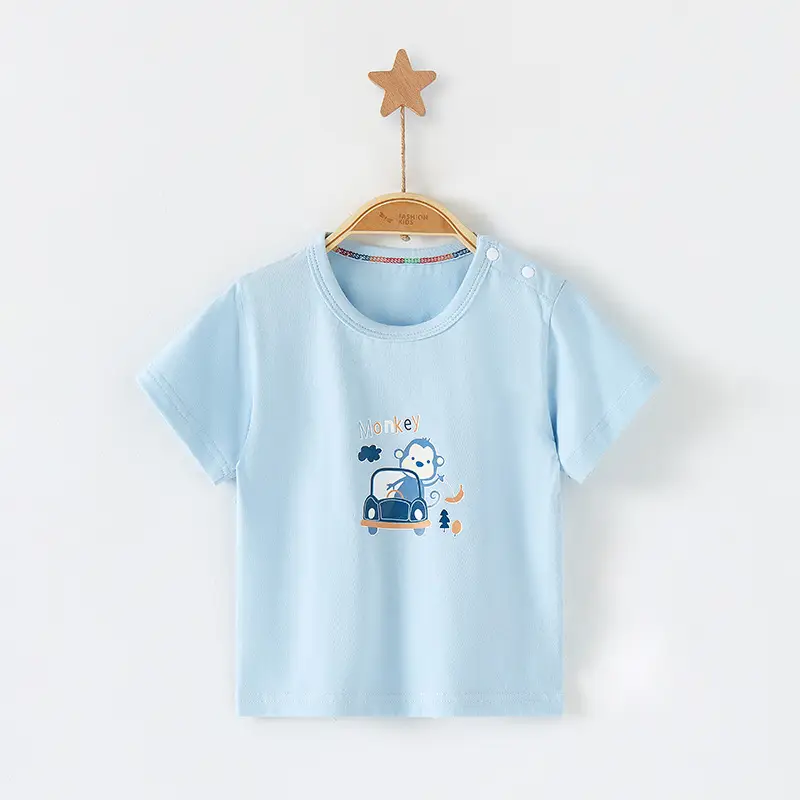 Kids Cotton T-Shirt Light Green Crown Print