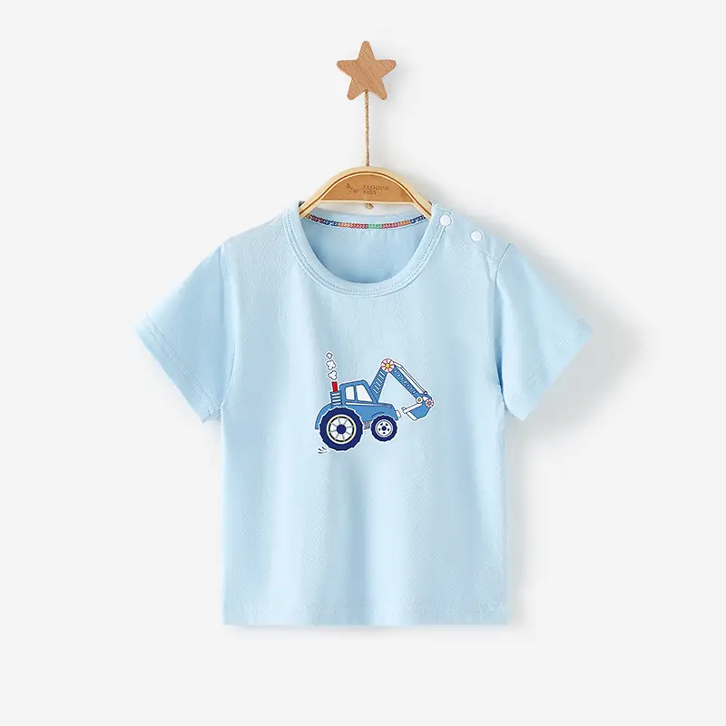 Kids Cotton T-Shirt Light Green Crown Print