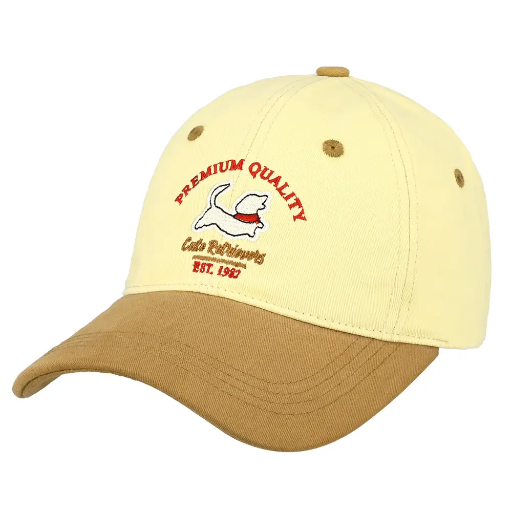 Pure Cotton Curved Brim Puppy Hat with Cartoon Color Blocking - Image 2