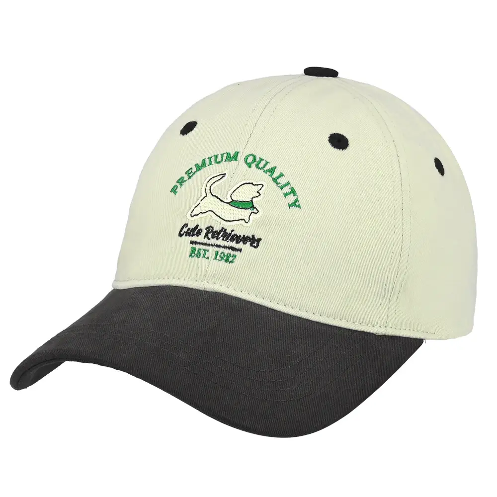Pure Cotton Curved Brim Puppy Hat with Cartoon Color Blocking - Image 3
