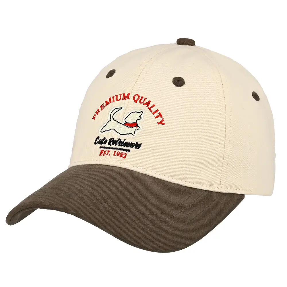 Pure Cotton Curved Brim Puppy Hat with Cartoon Color Blocking - Image 4