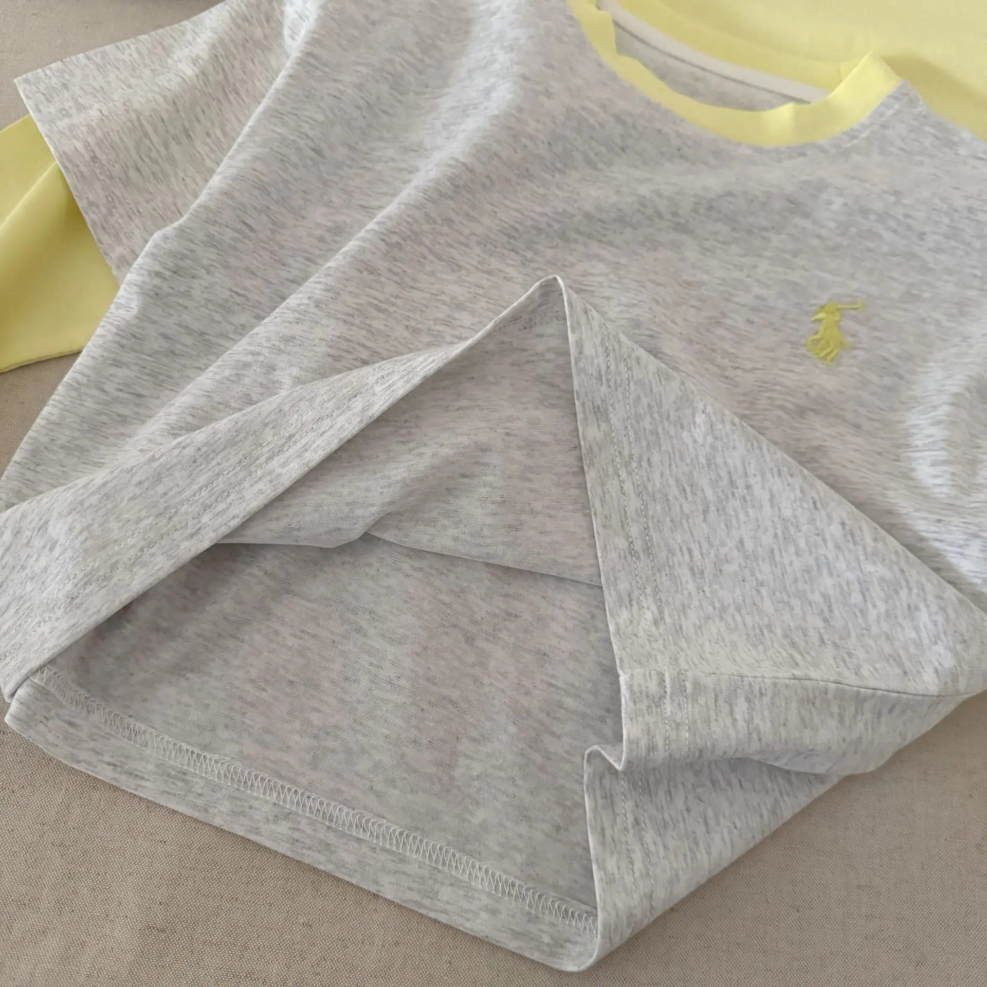 Children's Fake Two-Piece T-Shirt Yellow Grey 2025 — feature 17