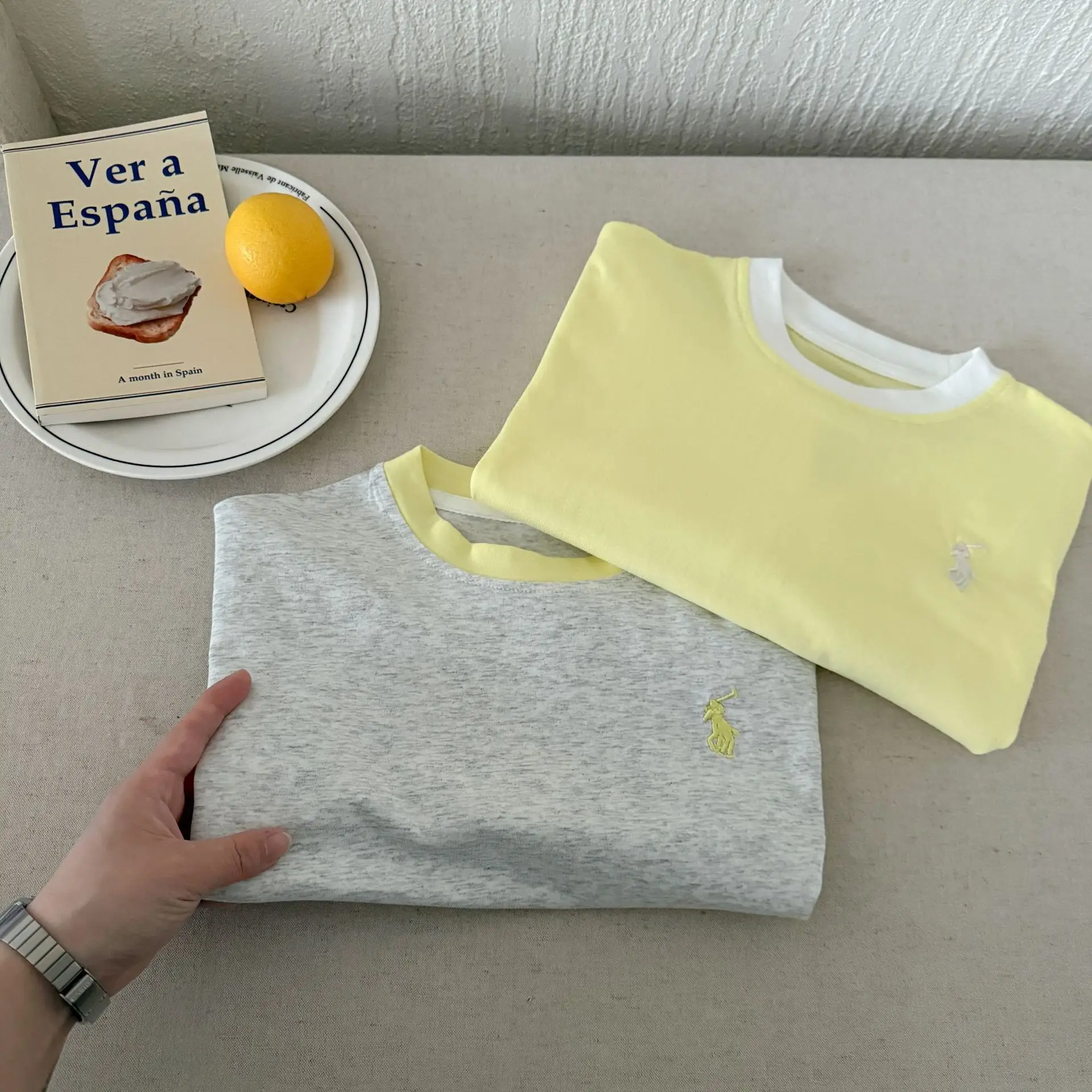 Children's Fake Two-Piece T-Shirt Yellow Grey 2025 — feature 18