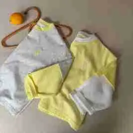 Children's Fake Two-Piece T-Shirt Yellow Grey 2025 — feature 5