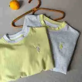 Children's Fake Two-Piece T-Shirt Yellow Grey 2025 — feature 7