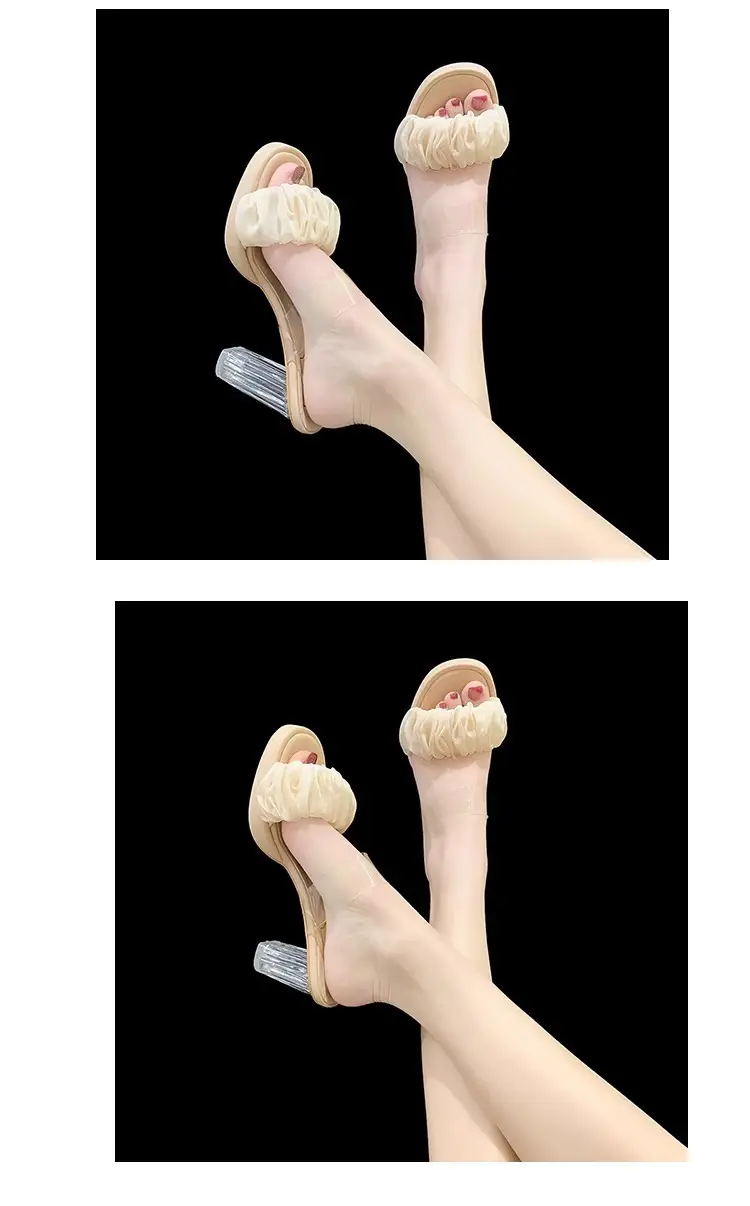 Waterproof Platform High-Heeled Shoes, Thick-Heeled One-Strap Sandals, Transparent Crystal Super High-Heeled Slippers for Women, Summer Wear, 2026 New Style — feature 12