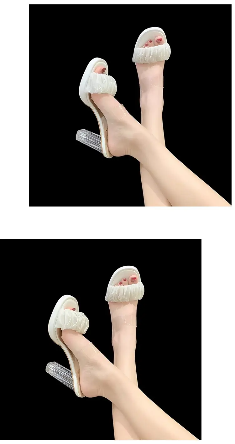 Waterproof Platform High-Heeled Shoes, Thick-Heeled One-Strap Sandals, Transparent Crystal Super High-Heeled Slippers for Women, Summer Wear, 2026 New Style — feature 6