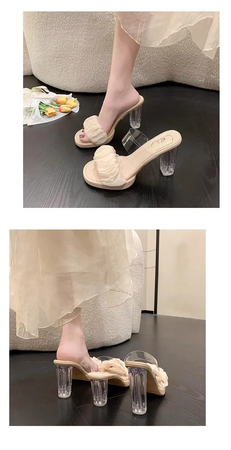Waterproof Platform High-Heeled Shoes, Thick-Heeled One-Strap Sandals, Transparent Crystal Super High-Heeled Slippers for Women, Summer Wear, 2026 New Style — feature 9