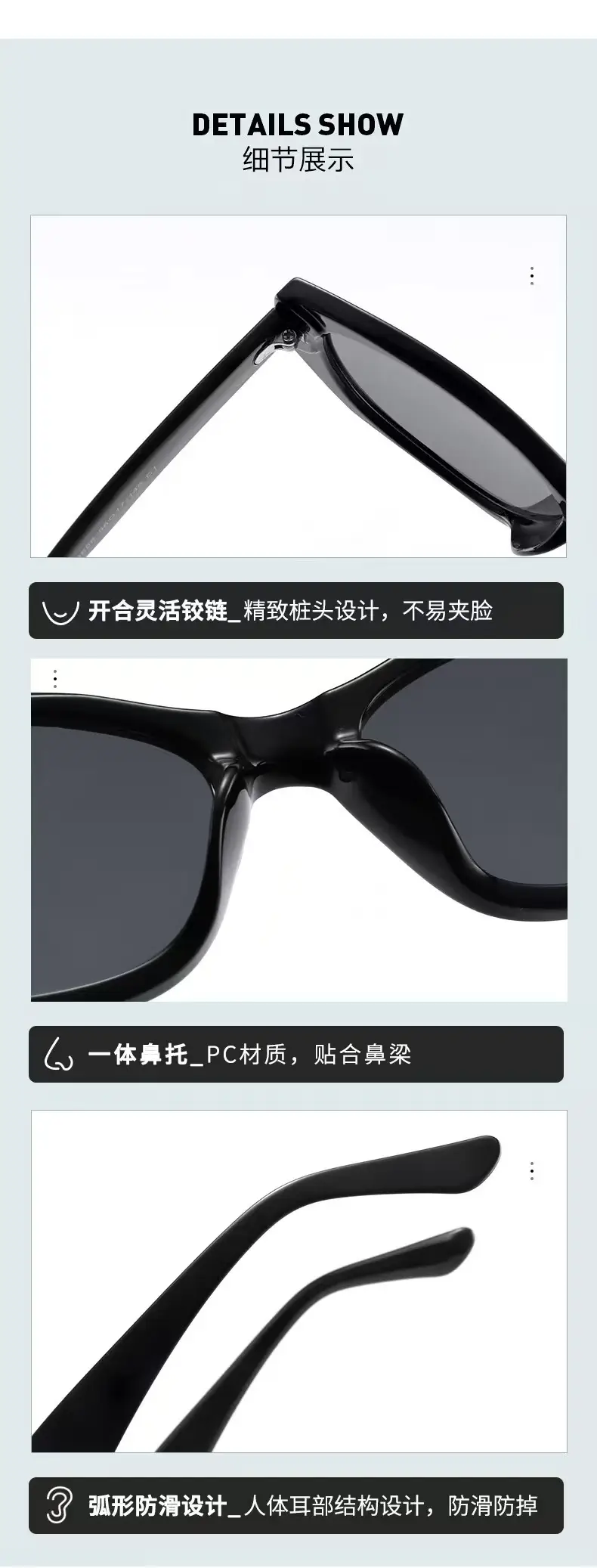 Women Retro UV Sunglasses Black Gold Frame — feature 4