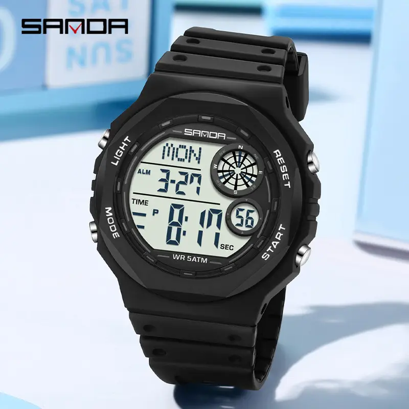 Sanda Waterproof Digital Countdown Alarm Clock Watch for Boys Girls - Image 14