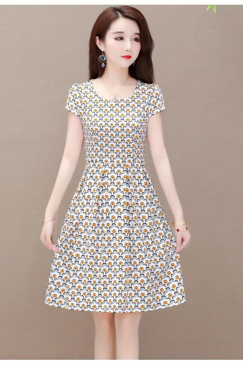 Red Floral Ice Silk Midi Dress for Women — feature 1