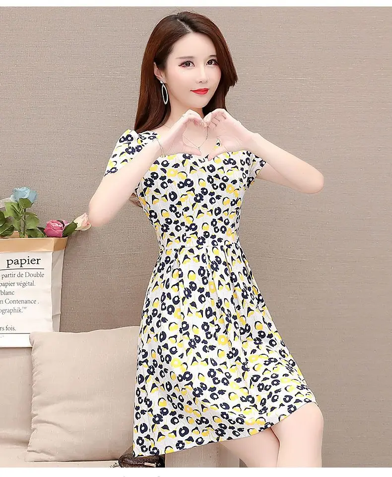 Red Floral Ice Silk Midi Dress for Women — feature 7