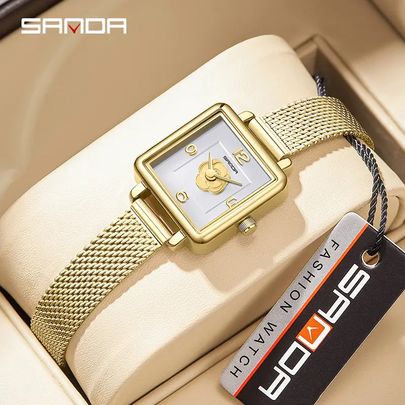 Sanda Women's Square Watch Rose Dial Waterproof Quartz - Image 17
