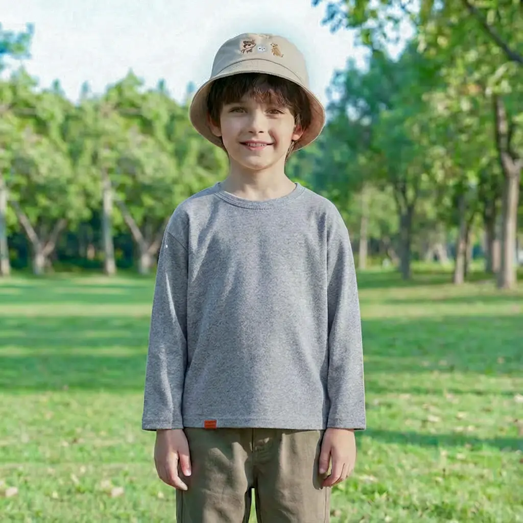 Baby Long Sleeve T-Shirt Beige Spring Autumn Kids Top - Image 3