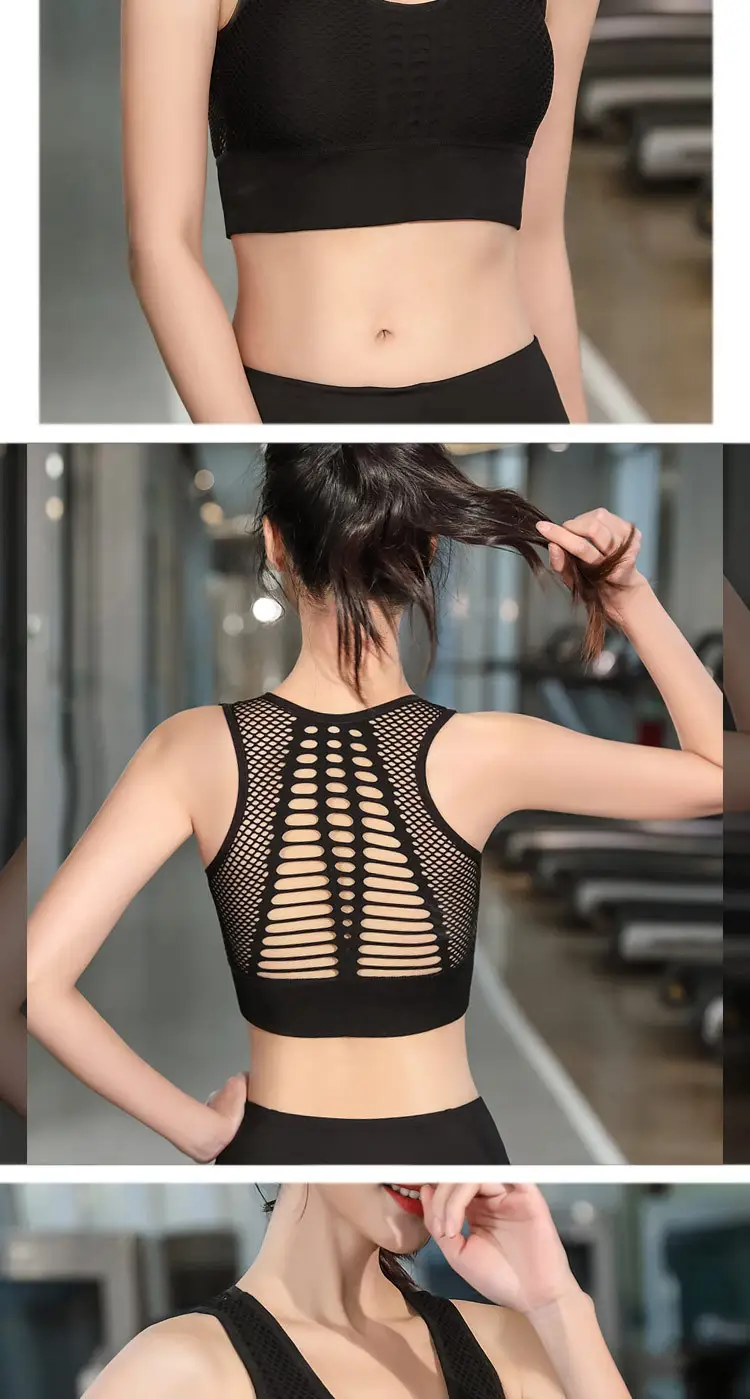 Black Mesh Crossbody Bra for Running Yoga — feature 17